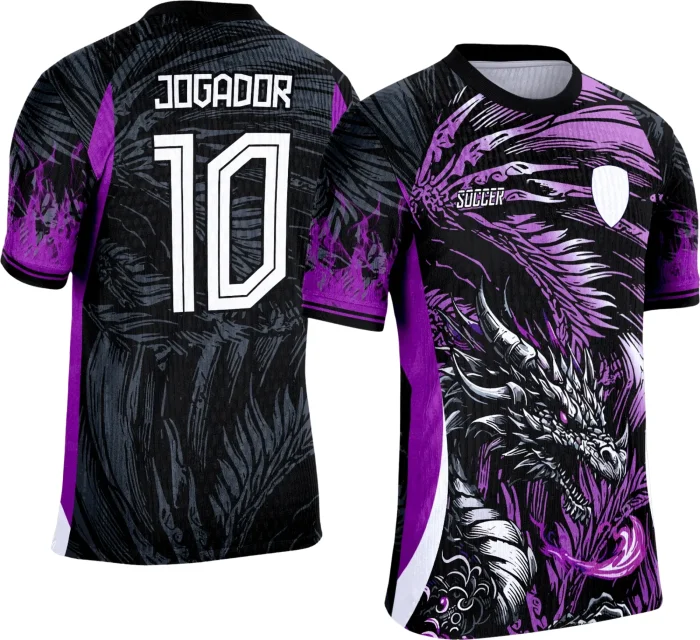 Arte Camisa Interclasse Dragão Negro com Violeta 2025 - 0008