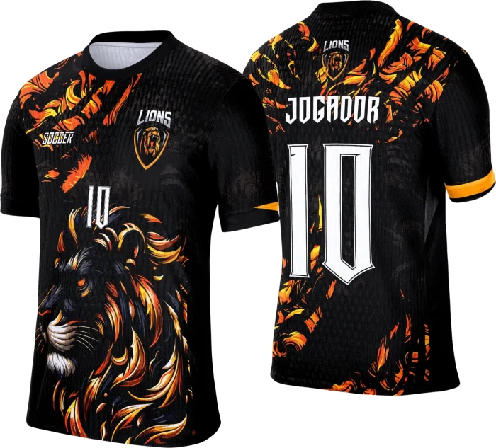 Arte Camisa Interclasse Leão Negro com Dourado 2025 - 0016