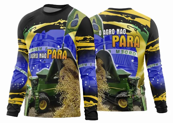 Arte Estampa Camisa Agro 2026 Manga Longa Colheitadeira 