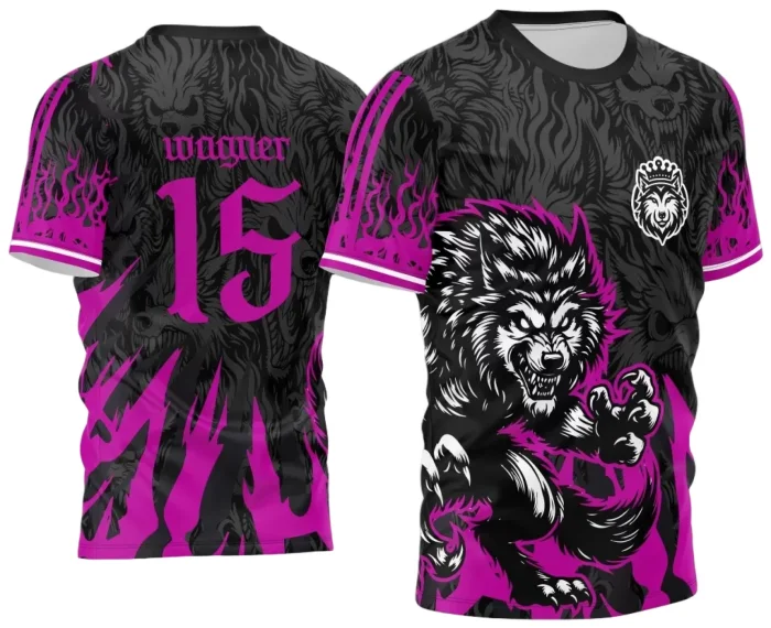 Arte Estampa Camisa Interclasse Lobo Assustador Preto e Branco 2024