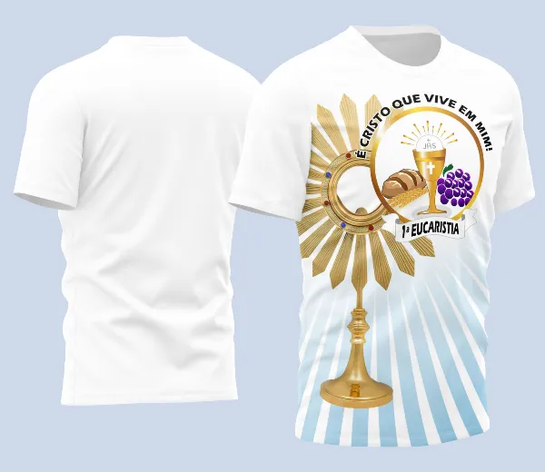 Arte Camisa Primeira Eucaristia Comunhão - Religião