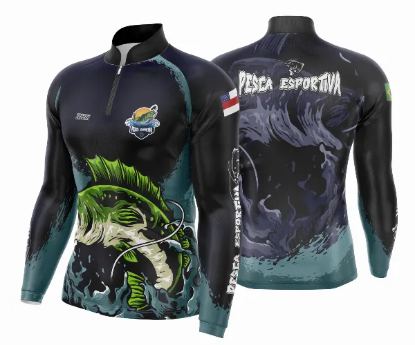 Arte Template Camisa De Pesca Esportiva Modelo 03