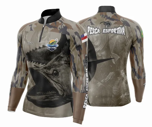 Arte Template Camisa De Pesca Esportiva Modelo 06