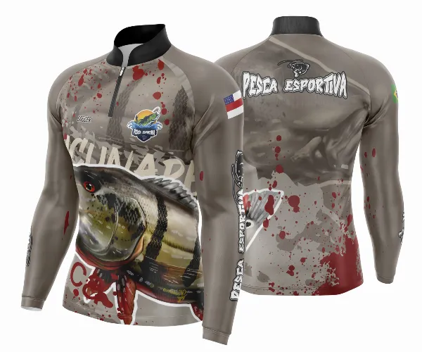 Arte Template Camisa De Pesca Esportiva Modelo 10