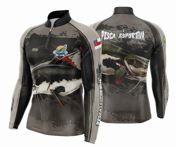 Arte Template Camisa De Pesca Esportiva Modelo 13