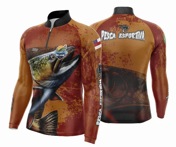 Arte Template Camisa De Pesca Esportiva Modelo 36
