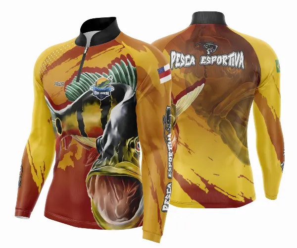 Arte Template Camisa De Pesca Esportiva Modelo 39