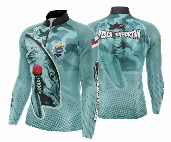 Arte Template Camisa De Pesca Esportiva Modelo 43