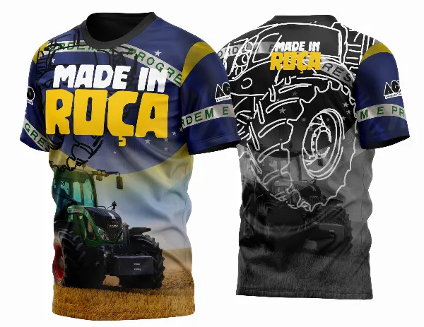 Arte Vetor Camisa AGRO Trator  e Bandeira  2023