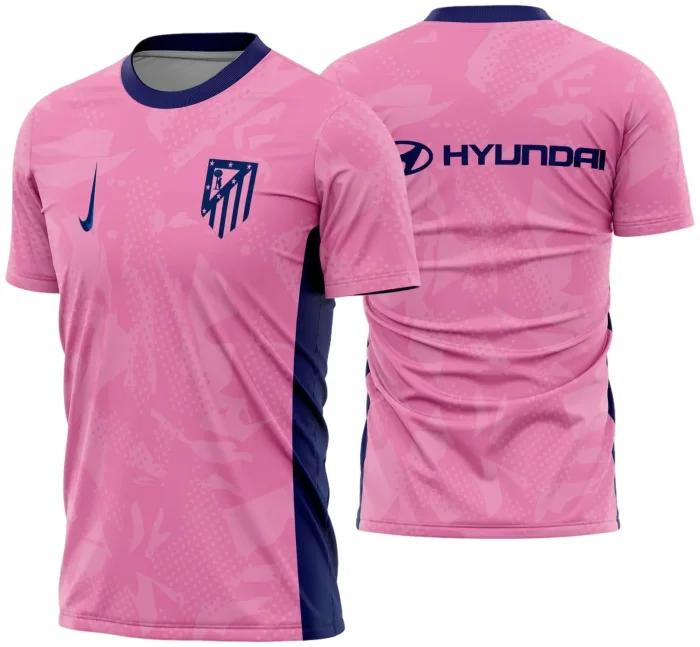 Uniforme de futebol personalizado, projetado para times amadores ou profissionais, com design moderno e arrojado. Apresenta uma combinação de cores contrastantes, logotipo ou escudo do time em destaque no peito, e detalhes gráficos na frente e nas mangas. Na parte traseira, há espaço para personalização com nome e número do jogador, garantindo identidade ao time. Ideal para jogos oficiais, amistosos ou competições, oferecendo estilo e funcionalidade