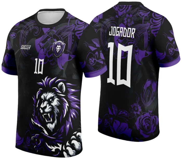 Arte Vetor Camisa de Interclasse Leão Roxo Floral 2024 - 2025