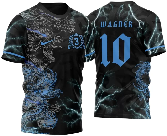 Arte Vetor Camisa Duplo Dragão Caveiras e Raios Modelo 2