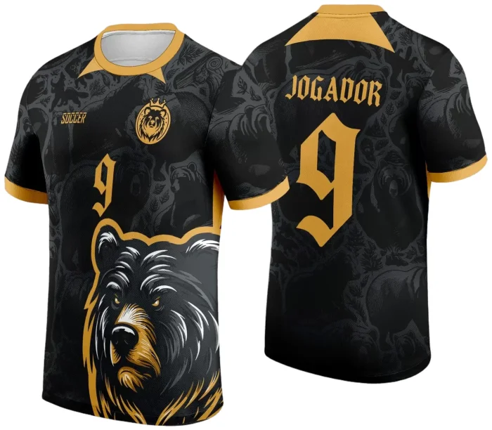 Arte Vetor Camisa InterClasse 2024 Urso Negro com Dourado