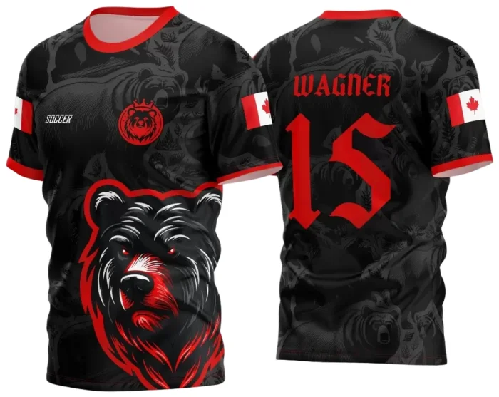 Arte Vetor Camisa InterClasse 2024 Urso Negro com Vermelho