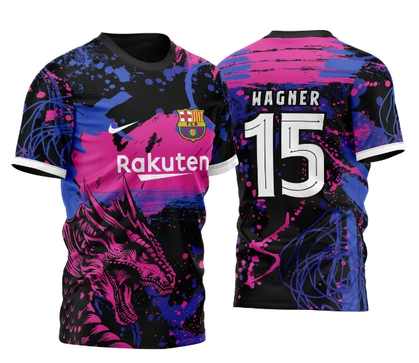 Arte Vetor Camisa InterClasse Barcelona Dragão Rosa 