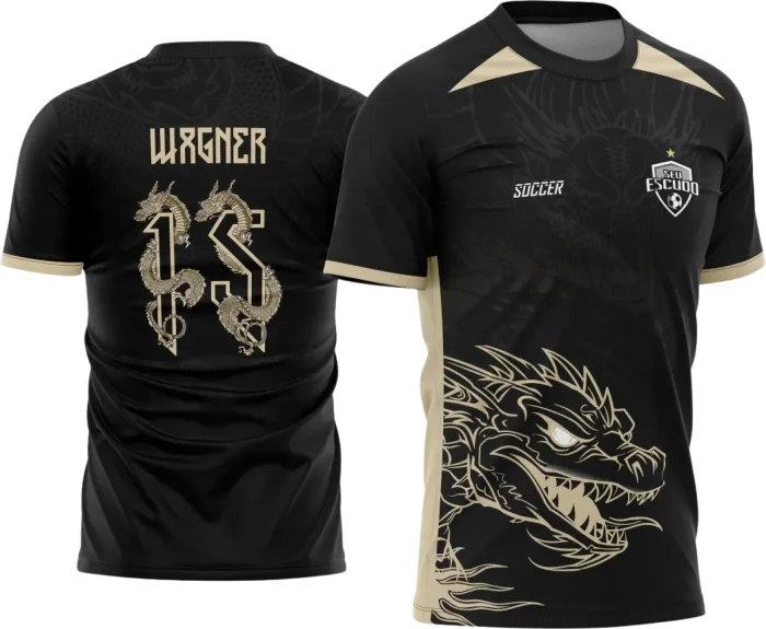 Arte Vetor Camisa Interclasse Dragão Negro Chines 2025
