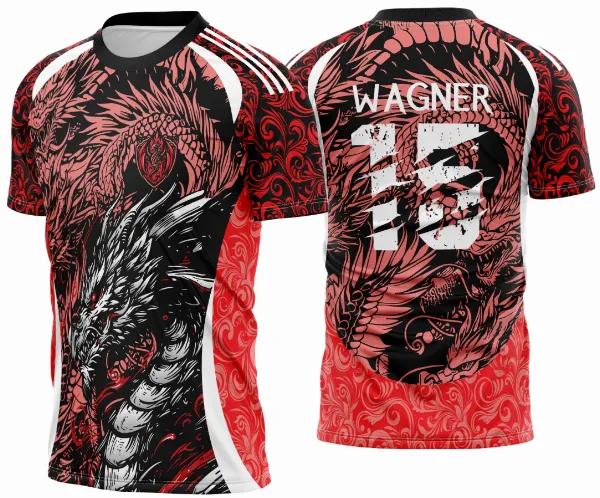 Arte Vetor Camisa Interclasse Dragão Negro com Laranja 2025