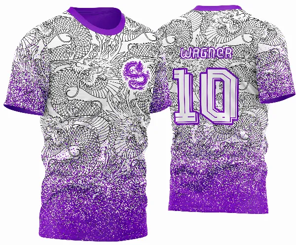 Arte Vetor Camisa InterClasse Dragão Padrão de Fundo Roxo