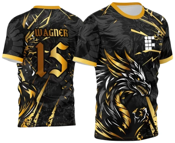 Arte Vetor Camisa InterClasse Dragão Preto e Dourado
