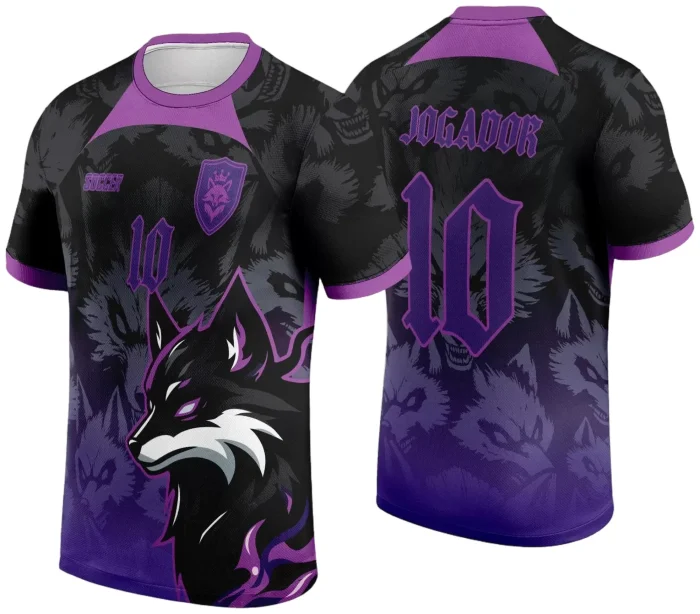 Arte Vetor Camisa Interclasse Fox Preto com Lobo Fox