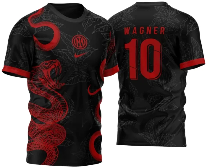 Arte Vetor Camisa InterClasse Inter Milan Serpentes Dupla 2023 Vermelha