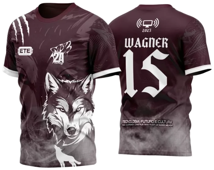 Camisa InterClasse - Arte Vetor Camisa InterClasse Lobo Cor Vinho 2024