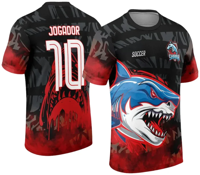 Arte Vetor Camisa InterClasse Shark Tubarão 2024 Vermelho