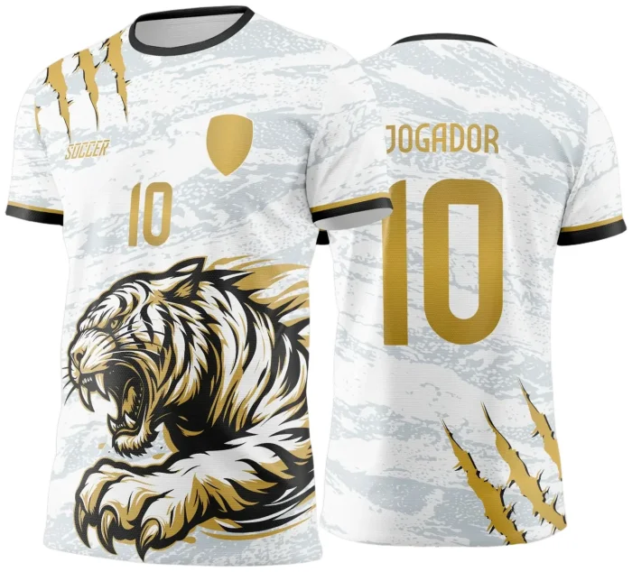  Arte Vetor Camisa Interclasse TIGRE Branco com Amarelo - Jogos Internos 2024 - 2025