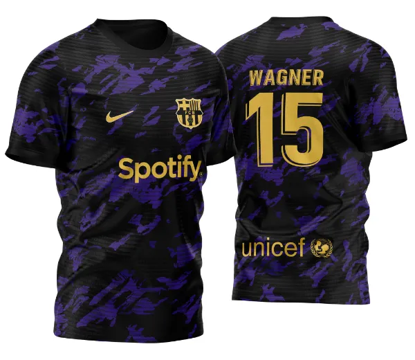 Arte Vetor Camisa Para InterClasse Barcelona Camuflagem Roxa 2023