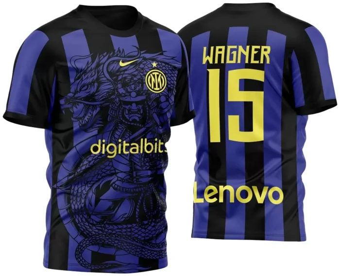Arte Vetor Camisa Para InterClasse Dragão e Samurai 2023 Inter de Milan
