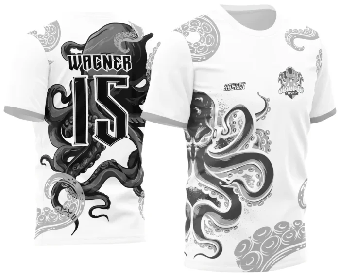 Arte Vetor Camisa para InterClasse Polvo Branca e Preto