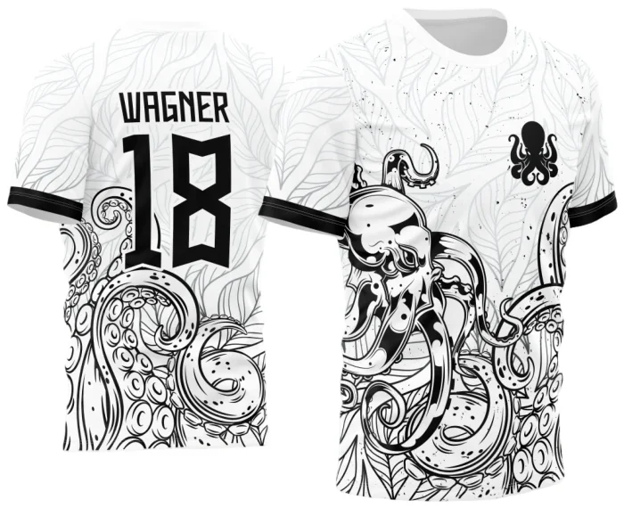 Arte Vetor Camisa Para InterClasse Polvo em Ataque Branca e Preta 2023