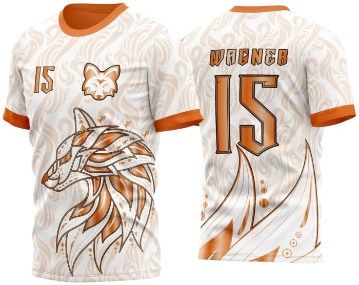Arte Vetor Template Camisa para InterClasse Fox Branca e Laranja