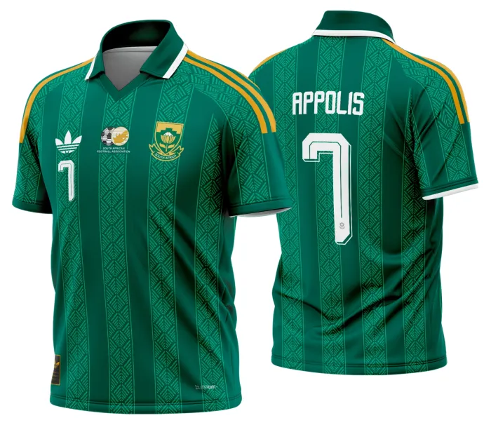Camiseta unissex preta com logo no peito e estampa grande nas costas inspirada na Africa do Sul Reserva 2026 a 2028, ideal para quem gosta de estilo sportswear e cultura sul-africana.
