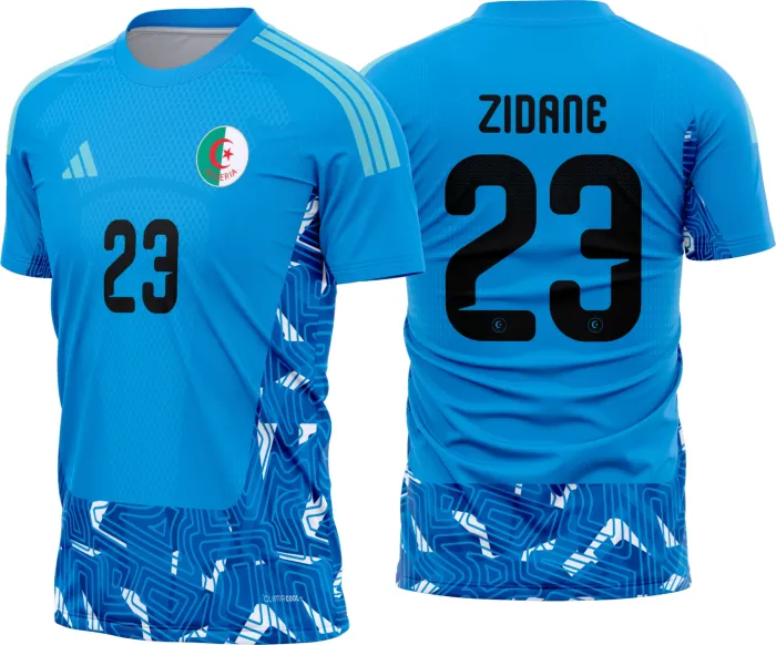 Camiseta unissex preta com logo no peito e estampa grande nas costas, mostrando o tema da seleção da Algeria goleiro 2026 - 2028, ideal para fãs e colecionadores do futebol.