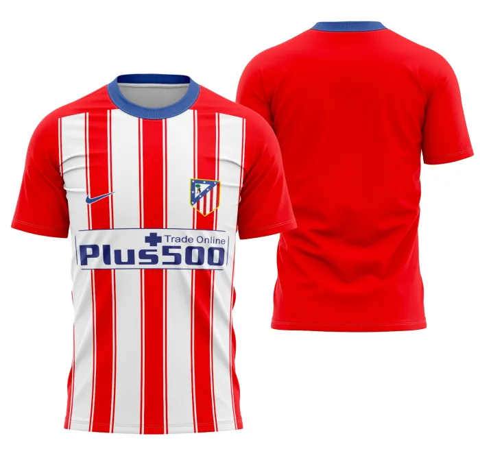 Camiseta unissex preta com logo no peito e estampa grande nas costas do Atlético De Madrid Home 2015-2016, perfeita para fãs do futebol com estilo e atitude.