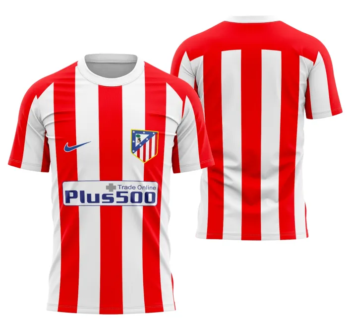 Camiseta unissex preta com logo no peito e estampa grande nas costas do Atlético De Madrid Home 2016-2017, perfeita para torcedores que querem exibir paixão e estilo.
