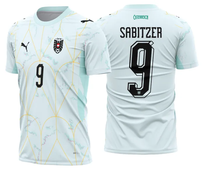 Camiseta unissex preta com logo no peito e estampa grande nas costas inspirada na Austria Reserva 2026 2028, ideal para uso casual com estilo marcante e design moderno.