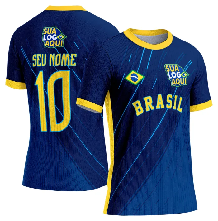 Camiseta unissex branca com logo no peito e estampa grande nas costas com tema Brasil Copa do Mundo 2026, ideal para torcedores que querem celebrar o evento com estilo e conforto.