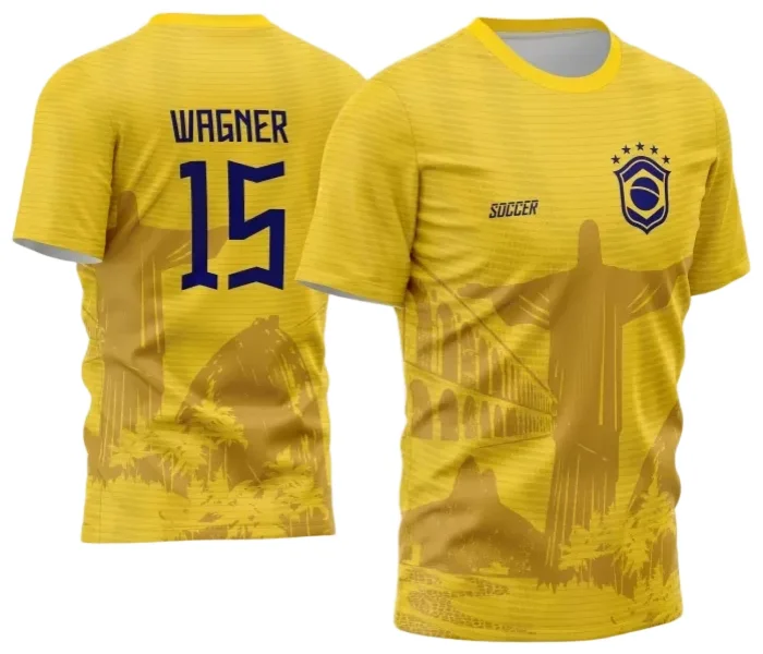 Camisa Brasil Cristo Redentor - Arte Vetor Estampa Template 2024 - 2025 Modelo 01