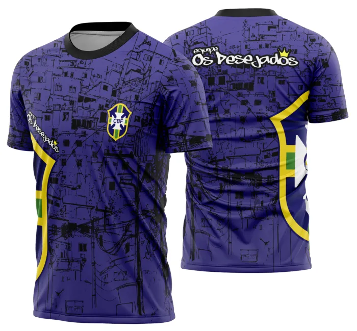 Camiseta preta unissex com logo no peito e estampa grande nas costas mostrando Brasil em ritmo de Copa do Mundo 2026, perfeita para torcer com estilo e conforto.
