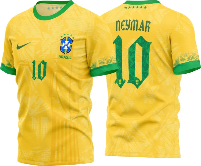 Camiseta unissex preta com logo no peito e estampa grande nas costas do Cristo Redentor, tema Brasil Nike 2022, ideal para usar em dias de jogo e torcidas orgulhosas.