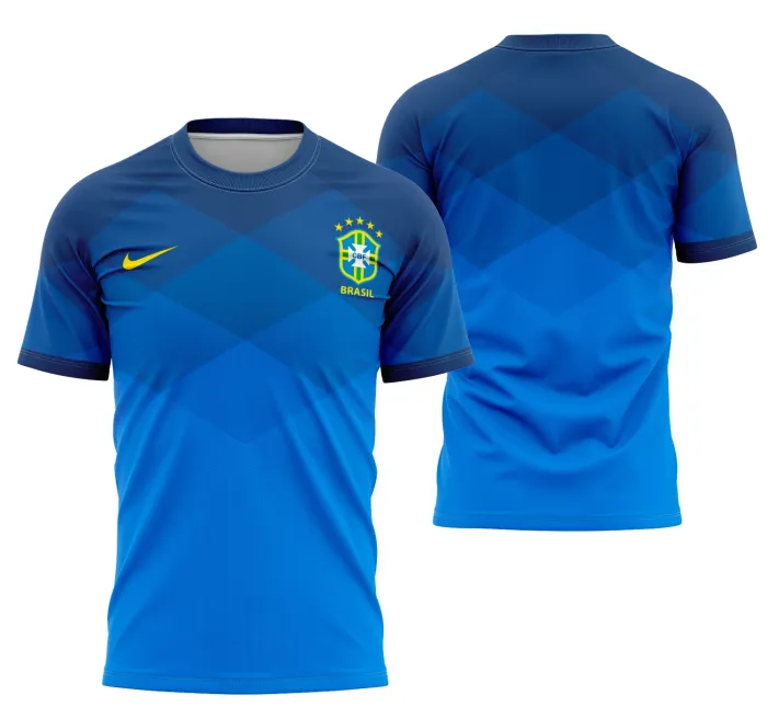 Camiseta preta unissex com logo no peito e estampa grande nas costas com tema Brasil Visita 2020, destacando o design esportivo e moderno.