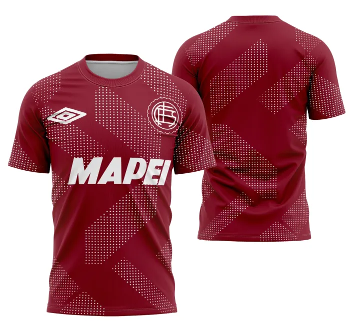 Camiseta unissex preta com logo no peito e estampa grande nas costas com o tema CA Lanus, mostrando estilo e personalidade para torcedores.