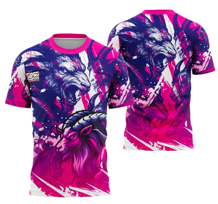 Camiseta unissex preta com logo no peito e estampa grande nas costas tema Cabra Interclasse 2025, ideal para eventos esportivos e uso casual