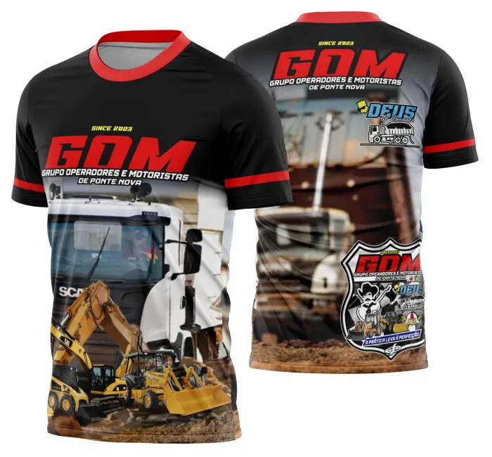 Camiseta unissex preta com logo no peito e estampa grande nas costas mostrando caminhão carreta Modelo 47, perfeita para caminhoneiros e apaixonados por transporte pesado.