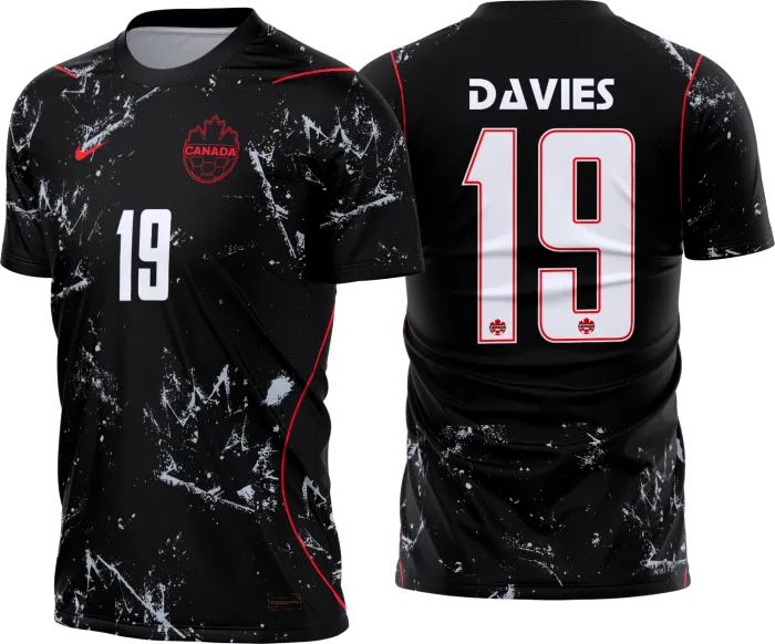 Foto de camiseta unissex preta com logo no peito e estampa grande nas costas temática Canadá Reserva 2026-28, ideal para quem busca estilo e autenticidade.