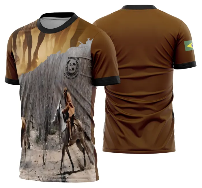 Camiseta unissex preta com logo no peito e estampa grande nas costas do tema Cavalgada Vaquejada Cavalo Modelo 32, estilo clássico e marcante para amantes do campo.