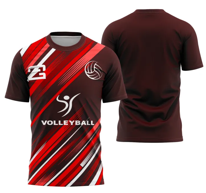 Camiseta unissex preta com logo no peito e estampa grande nas costas com tema Coleção Volleyball2, perfeita para fãs e jogadores de vôlei.