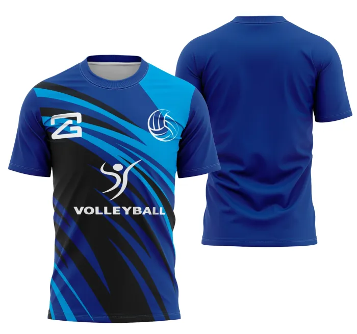 Camiseta unissex preta com logo no peito e estampa grande nas costas inspirada na coleção volleyball3, ideal para amantes do voleibol.